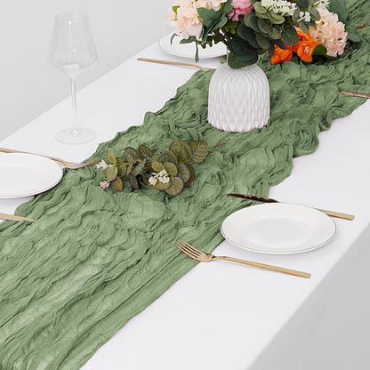 15 Pack Sage Green Cheesecloth Table Runner 17 x 108 inch Cheese Cloth Table - Image 4