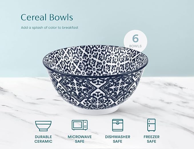 KooK Soup Bowl, Cereal Bowl, Ceramic Cereal Bowls, Dishwasher and Freezer Safe - Image 2