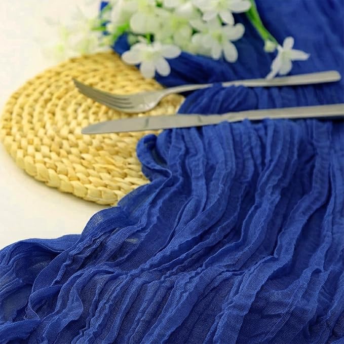10 Pack Royal Blue Cheesecloth Table Runner 9FT Boho Gauze Fabric Table Runner - Image 2