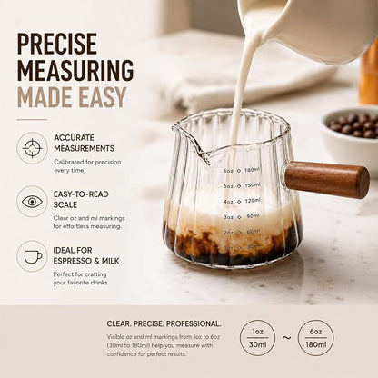 2 Pack Espresso Measuring Cup 6oz, Febwind Ribbed Borosilicate Glass Espresso - Image 3