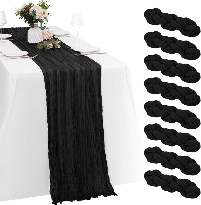 8 Pack Black Cheesecloth Table Runners 20x120 Inch Gauze Table Runner Cheese by Yorcari