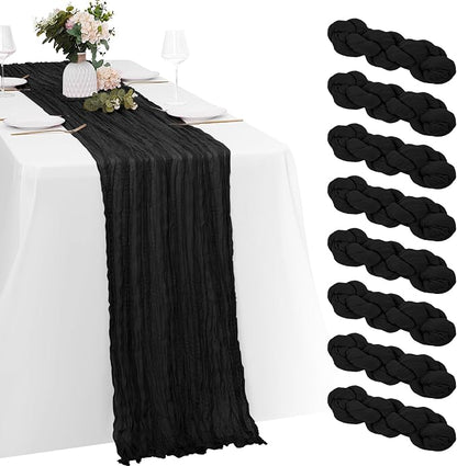8 Pack Black Cheesecloth Table Runners 20x120 Inch Gauze Table Runner Cheese by Yorcari