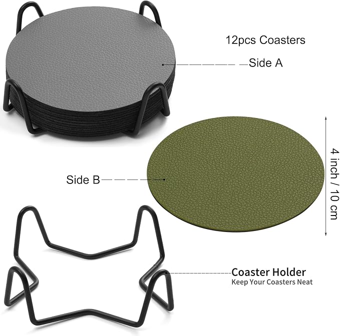 Faux Leather Drink Coasters - Image 6