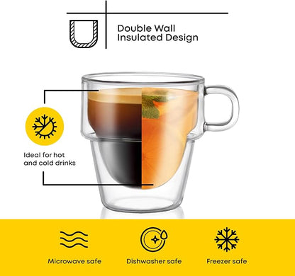 JoyJolt Stoiva Double Wall Insulated Espresso Glass Cups – 5 oz. Shot Cup - Image 4