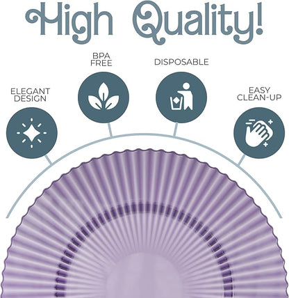 Exquisite 80 Piece Plastic Disposable Plates Set For 40 Guests I 40 X 9 Inch & 40 X 11 Inch Disposable Plastic Plates | Color: Purple | Great for Weddings Parties And Formal Occasions