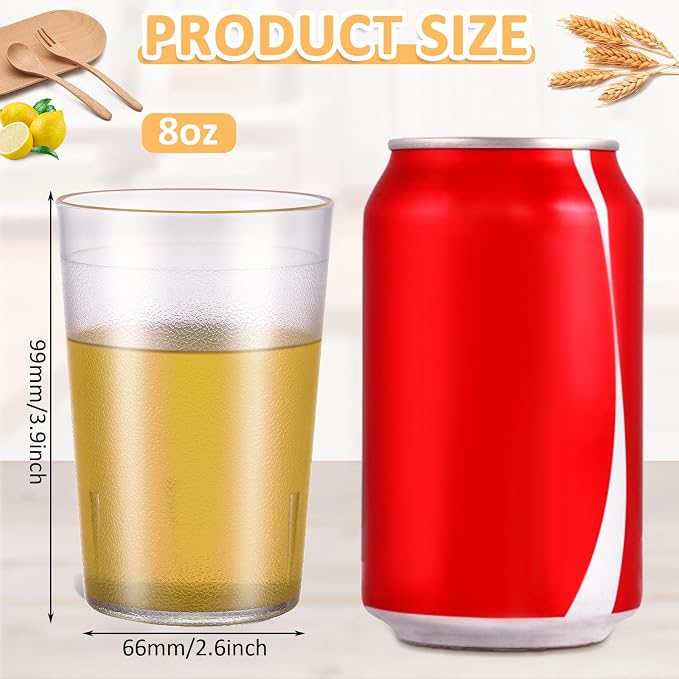 Meanplan 24 Pack Plastic Reusable Drinking Glasses Restaurant Grade 8 oz - Image 2