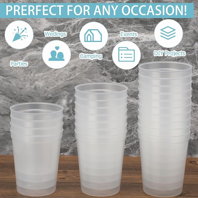 Yungyan 300 Pack 16 oz Stadium Cups Reusable Plastic Cups Blank Drink Stadium - Image 7