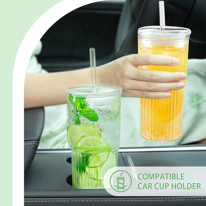 Luiaiog Glass Cups with Lids and Glass Straws, High Borosilicate 20OZ Tumblers - Image 2