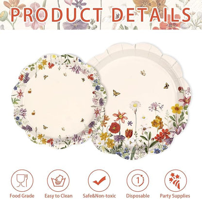 250Pcs Vintage Wildflower Party Supplies - Image 4