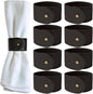 Luxury Leather Napkin Rings Set of 8, Black, Morgan Faux Style, Modern Cuff Design for Wedding Party Decorations, Kitchen, Holiday Table,Rust Proof,Hotel, Home, Table Accessories, Dining