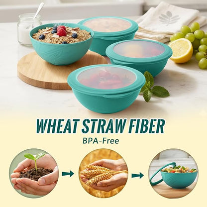 40 OZ Plastic Bowls with Lids, Unbreakable Wheat Straw Bowls Sets of 8 - Image 2