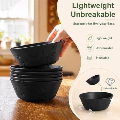 PYRMONT Wheat Straw Bowls 36 Oz Big Salad Bowl Unbreakable Cereal Bowls Set of - Image 5