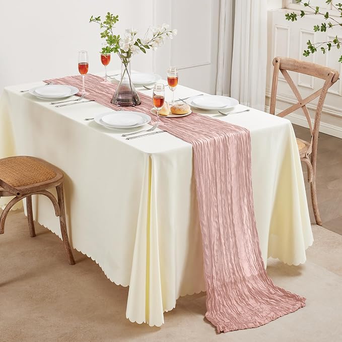 AGIRL 6 Pack Dusty Pink Cheesecloth Table Runner 10FT Boho Gauze Home Decor | - Image 8