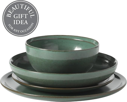 Gibson Elite Beckett Stoneware Matte Reactive Glaze 16 Piece Plates and Bowls - Image 4