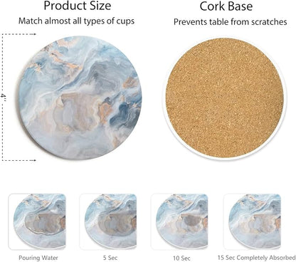 Set of 6 Abstract Blue Marble Coasters - Image 5