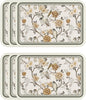 ISAENNE PVC Placemats Set of 6,Rectangular Flower and Bird Print Placemats, Waterproof and Heat-Resistant Place Mats,Decoration for Kitchen, Dining, Parties, Holiday,12"*17"