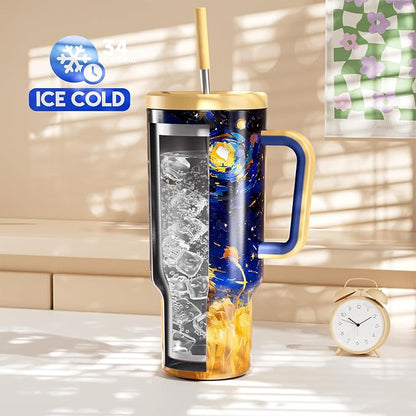 Meoky 40 oz Tumbler with Handle and Straw: Stainless Steel Insulated Tumbler - Image 2