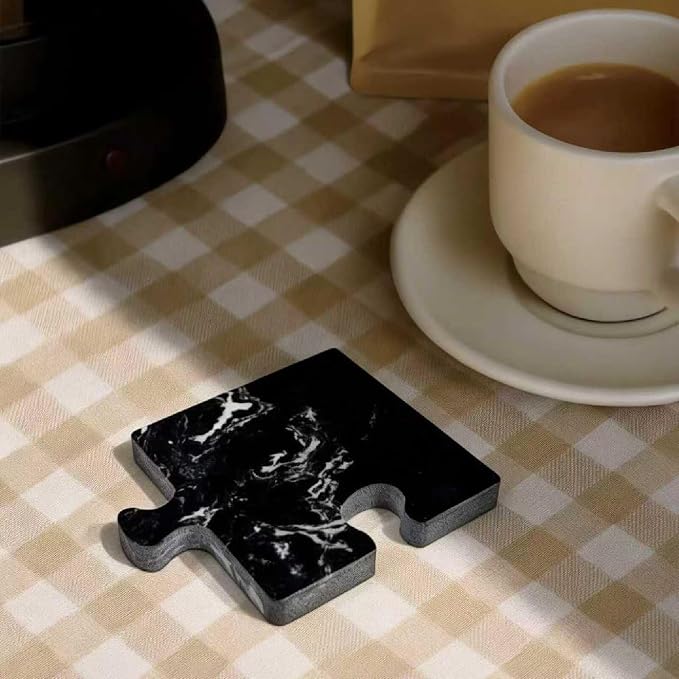 Marble Coasters Set of 4, Aturalux 3" Black Stone Coasters - Image 7