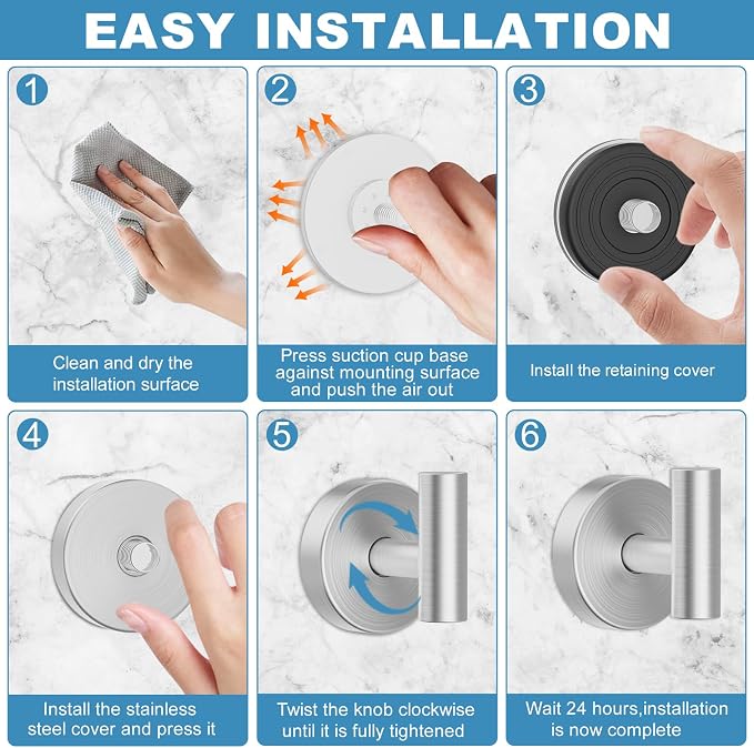 Suction Cup Hooks for Shower, No Drill Towel Hooks for Bathrooms | Shower Hooks - Image 5