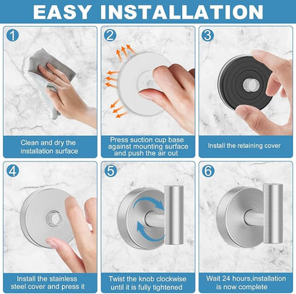 Suction Cup Hooks for Shower, No Drill Towel Hooks for Bathrooms | Shower Hooks - Image 5