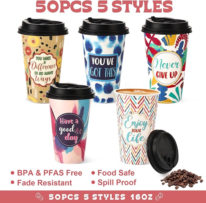 50 Pack 16 oz Disposable Coffee Cup - Image 2