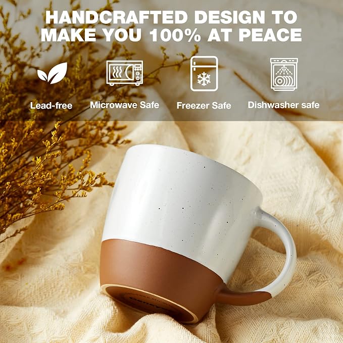 Morandi Color Ceramic Coffee Mugs Set of 6, 18 oz Coffee Cups - Image 5
