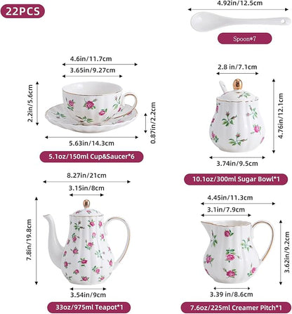 Rose Flowers Ceramic Tea Set，Tea Sets - Image 2