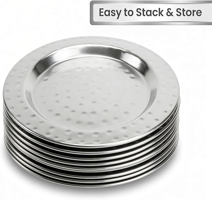 4" Stainless Steel Hammered Drink Coasters Set of 4 - Image 4