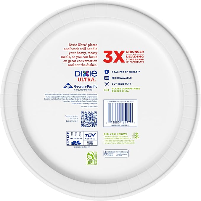 Dixie Ultra, Large Paper Plates, 10 Inch, 3X Stronger*, Heavy Duty, - Image 9