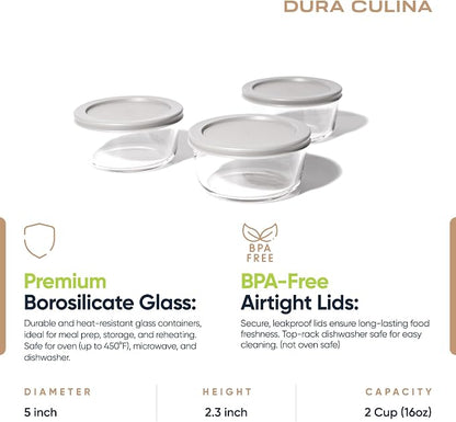 6-Piece Glass Food Storage Containers Set | 2-Cup, Leakproof | Microwave - Image 2