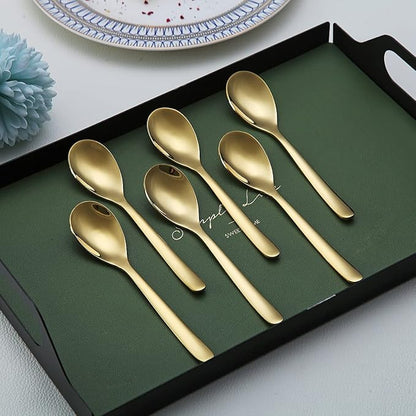 Gold Demitasse Espresso Spoons, 5.5'' Mini Coffee Spoons, Stainless Steel - Image 3