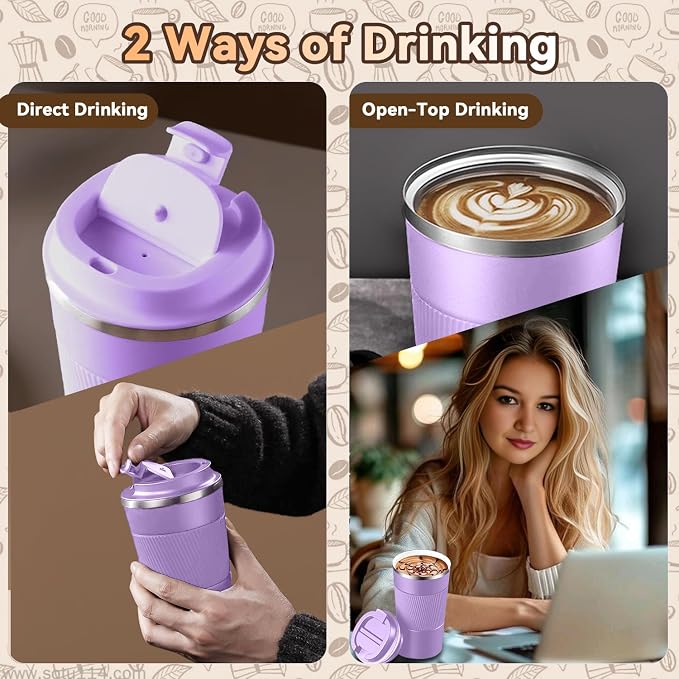 12OZ Travel Coffee Mug Insulated Coffee Cup - Image 6