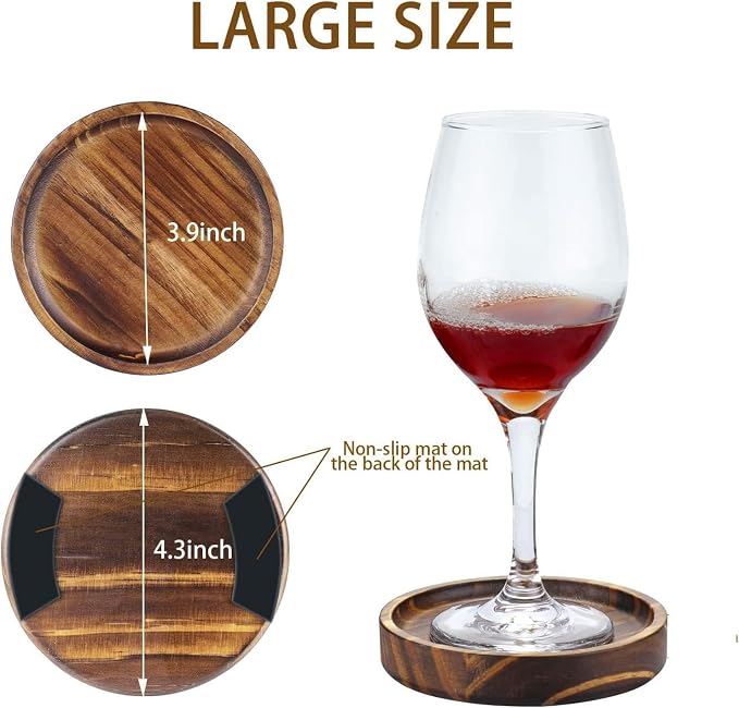 6Pcs Wooden Coasters for Drink-Acacia Wood Drink Coasters Set - Image 2