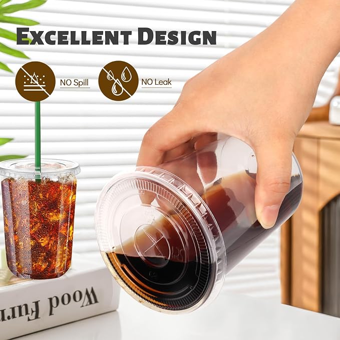GGOLDMER 25 Set 16oz Clear Round Bottom Plastic Cups - Image 4