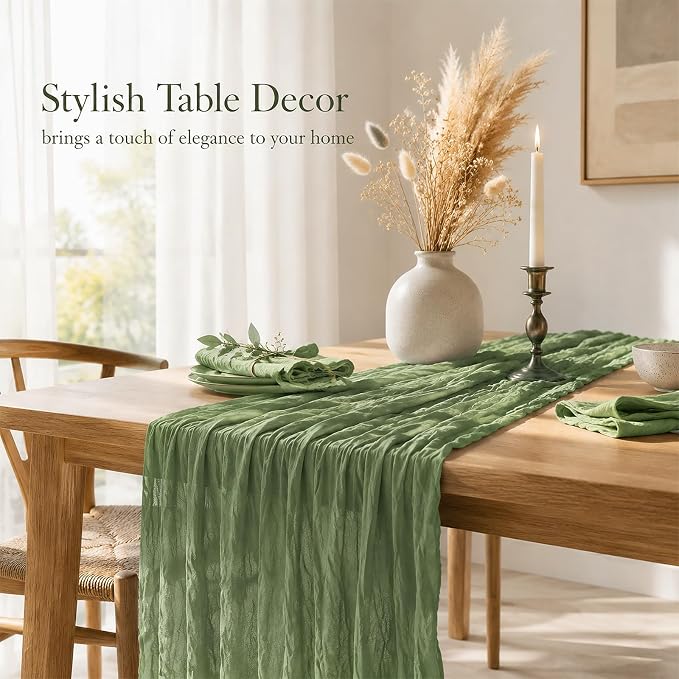 10 Pack Sage Green Table Runner 10FT Gauze Cheesecloth Table Runner | 21x120 - Image 6