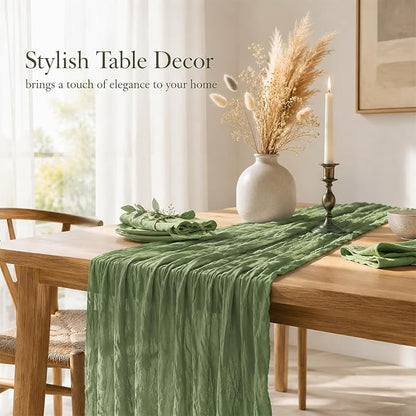 10 Pack Sage Green Table Runner 10FT Gauze Cheesecloth Table Runner | 21x120 - Image 6
