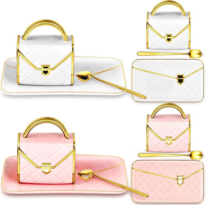 Zubebe 2 Sets Coffee Mug Elegant Handbag Shaped Cup Modern Ceramic Purse Mug by Zubebe