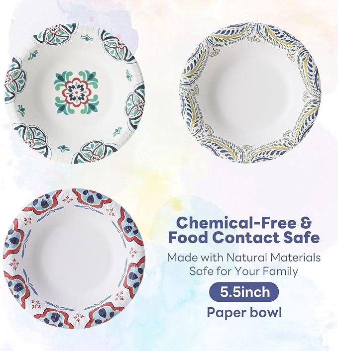 30 Count 8oz Paper Bowls, Small Paper Bowls, Microwaveable and Soak Proof | - Image 8