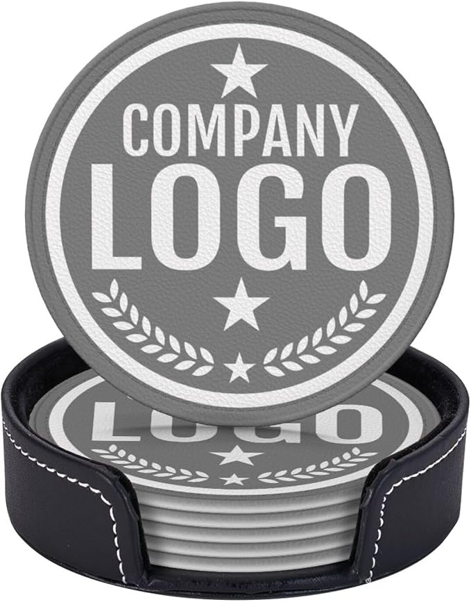 Custom Leather Coasters with Logo by Handmade