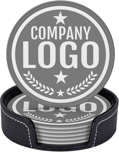Custom Leather Coasters with Logo by Handmade