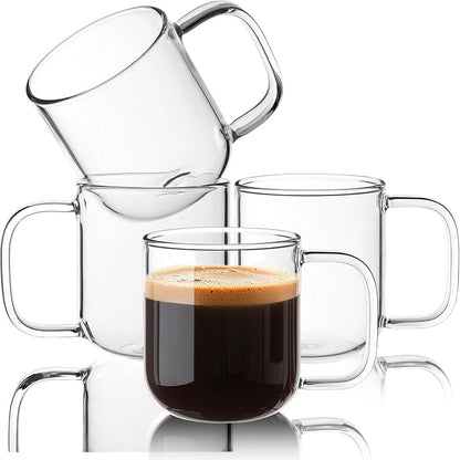 Glass Coffee Mugs, 8 oz iced coffee cups, Glass Mugs by BWODYAY