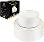 Neatiffy100 Pcs Gold Rim Plastic Dinnerware Set (50 Guest) | 50 x (Dinner Plate, Dessert Plate) | For Wedding, Luxurious Party, Special Event