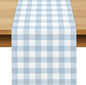 Dusty Blue Gingham Table Runner Blue Checkered Boy Girl Baby Shower Birthday by Buxiuer