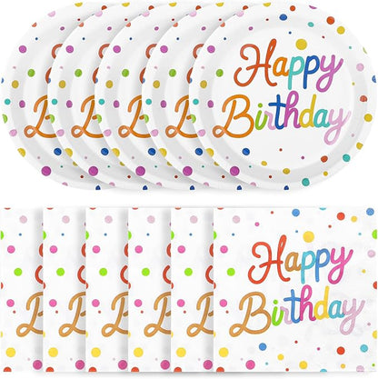 50 Pcs Happy Birthday Paper Plates and Napkins Disposable Party Decorations | 7 by NatNarr