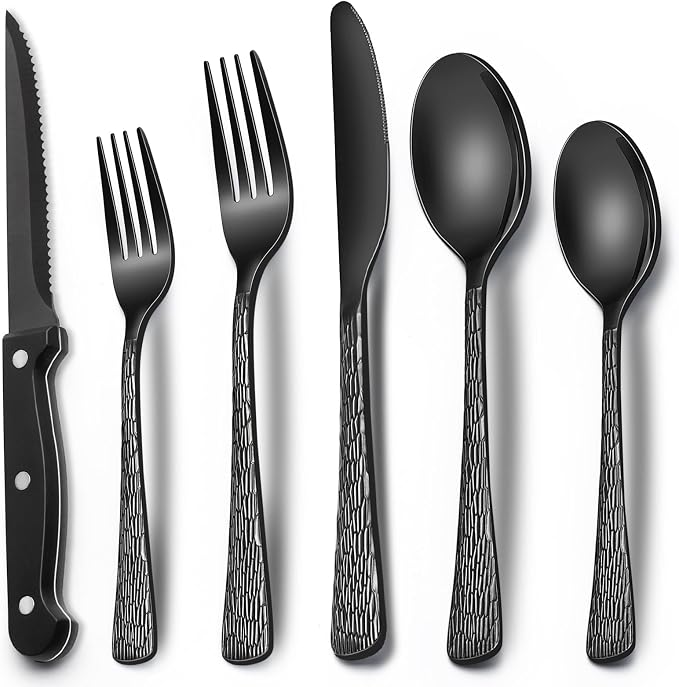 EWFEN 24-Piece Black Silverware Set by EWFEN