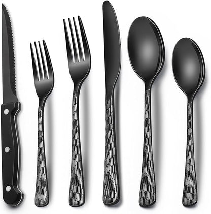 EWFEN 24-Piece Black Silverware Set by EWFEN