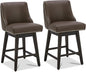 CHITA Counter Height Swivel Bar Stools Set of 2, FSC Certified Upholstered Counter Stools, Modern Swivel Barstools with Wood Legs for Kitchen Island, 26" Seat Height, Faux Leather in Chocolate