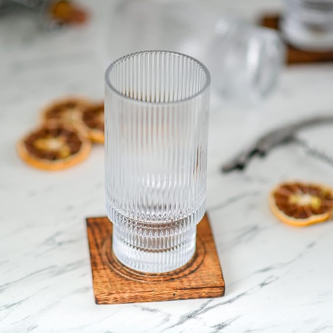 Greenline Goods Ripple Drinking Glasses - 12 oz Modern Kitchen Glassware Set - Image 7