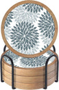 Wood Coasters Set of 4 with Holder, Cewiru Cup Mat by Unknown