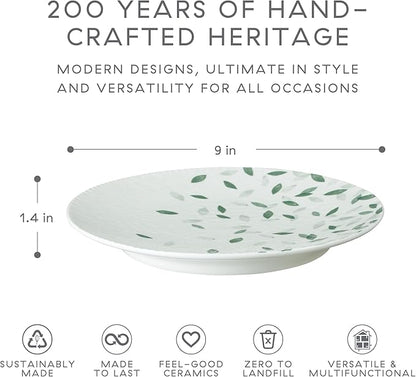 Denby - Carved Deco Medium Plates Set of 4-9 Inch - Dishwasher Microwave Oven Safe - Large Uniquely Textured Porcelain Medium Plate - Scratch Chip Resistant